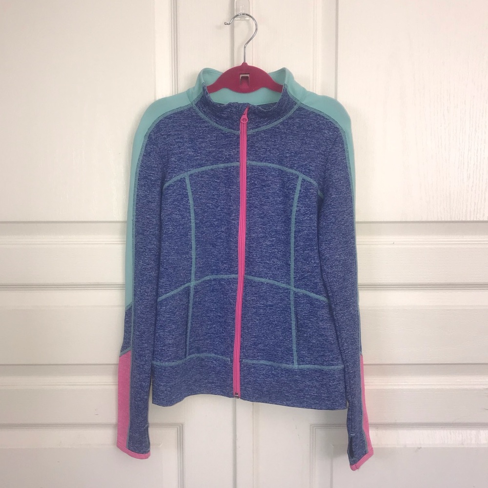 Zella Girl Blue/Mint Green/Pink Track Jacket Sz L